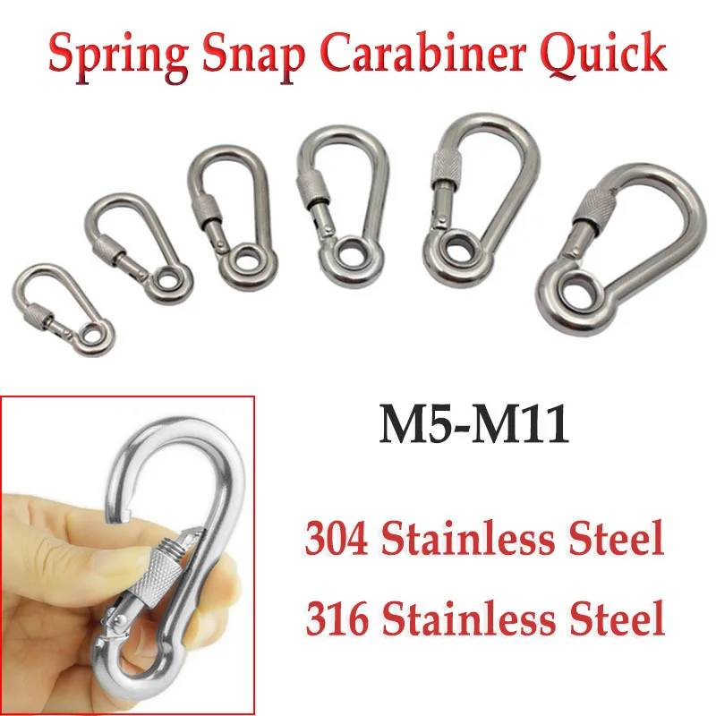 

Многофункциональный Карабин из нержавеющей стали 304/316, пружинный карабин, быстросъемное кольцо, защелкивающаяся скоба, крючок для креплени...