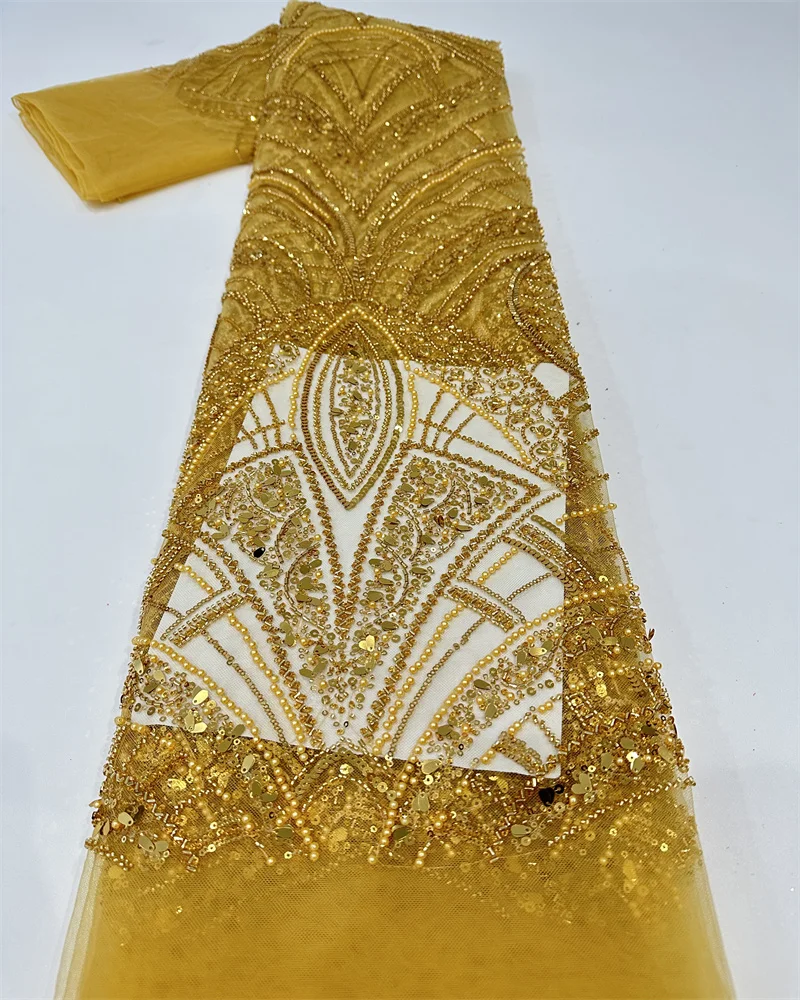 Элегантная французская вышивка тяжелая сетка из бисера кружевная ткань 2024