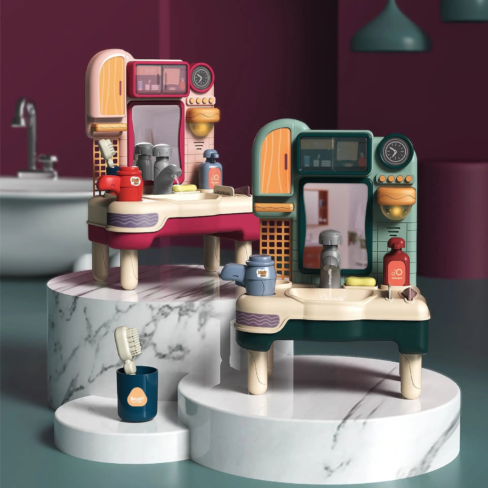 

Children‘s Washbasin Toys Early Education Brushing Teeth, Washing Face, Water Play House Toys