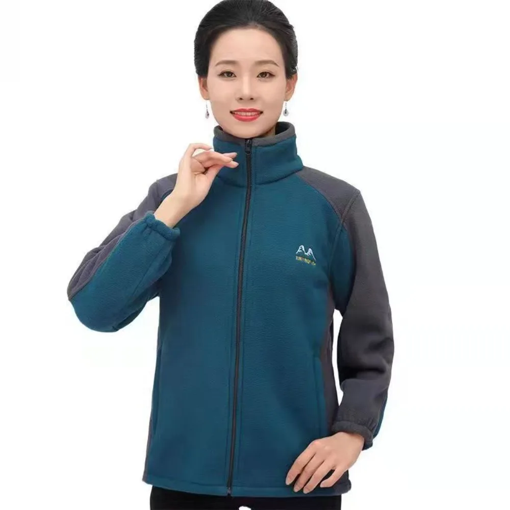 Мягкая свободная флисовая куртка женская плюшевая толстовка с вышивкой и