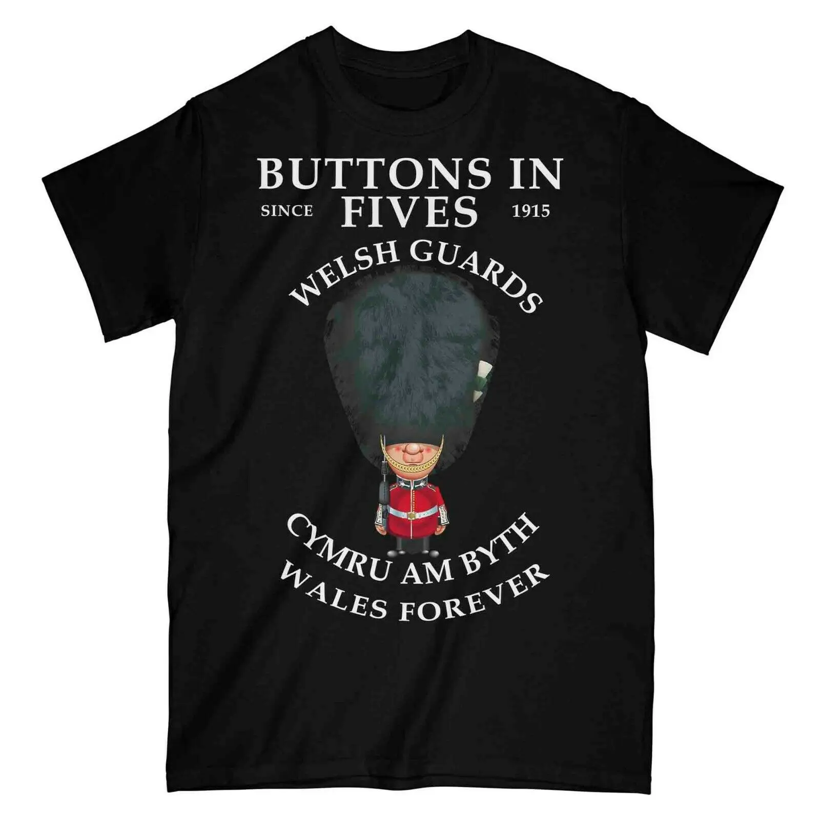 

WELSH GUARDS Buttons In Funny Printed T-Shirt Men's 100% Cotton Casual T-shirts Loose Top New