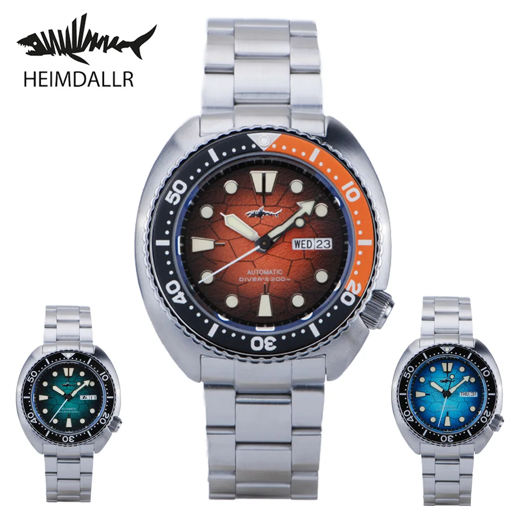 Мужские часы Heimdallr с оранжевым градиентным циферблатом шириной 44 мм сапфировым