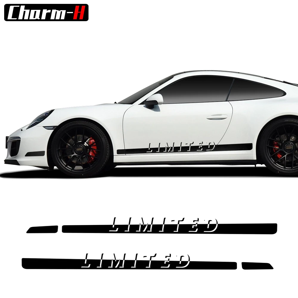 

2 Pcs Door Side Skirt Sticker Limited Graphics Rocker Panel Racing Stripes Decal For Porsche 911 997 996 GT3 GT2 RS Accessories