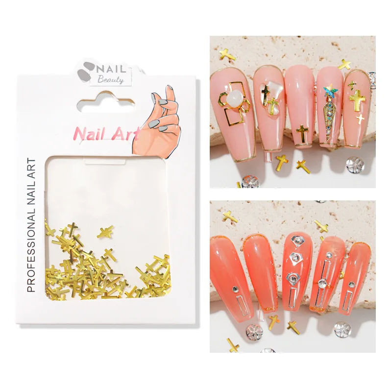 

Hollow Metallic Rivet 3D Nail Studs Metal Decoration Hollow Out Metallic Studs Gold Silver Framed Geometry Nails Supplies