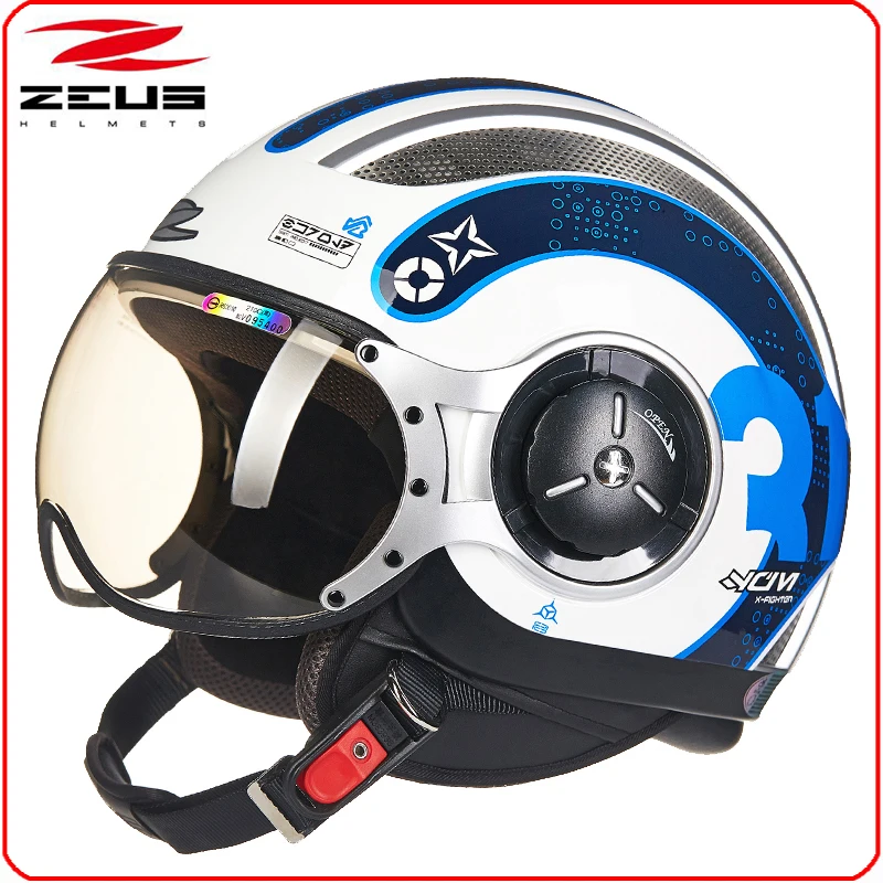 

ZEUS Motorcycle Jet retro 3/4 half helmet DOT ece approved 218C Capacete Casco Motorbike 4 seasons vintage retro helmet