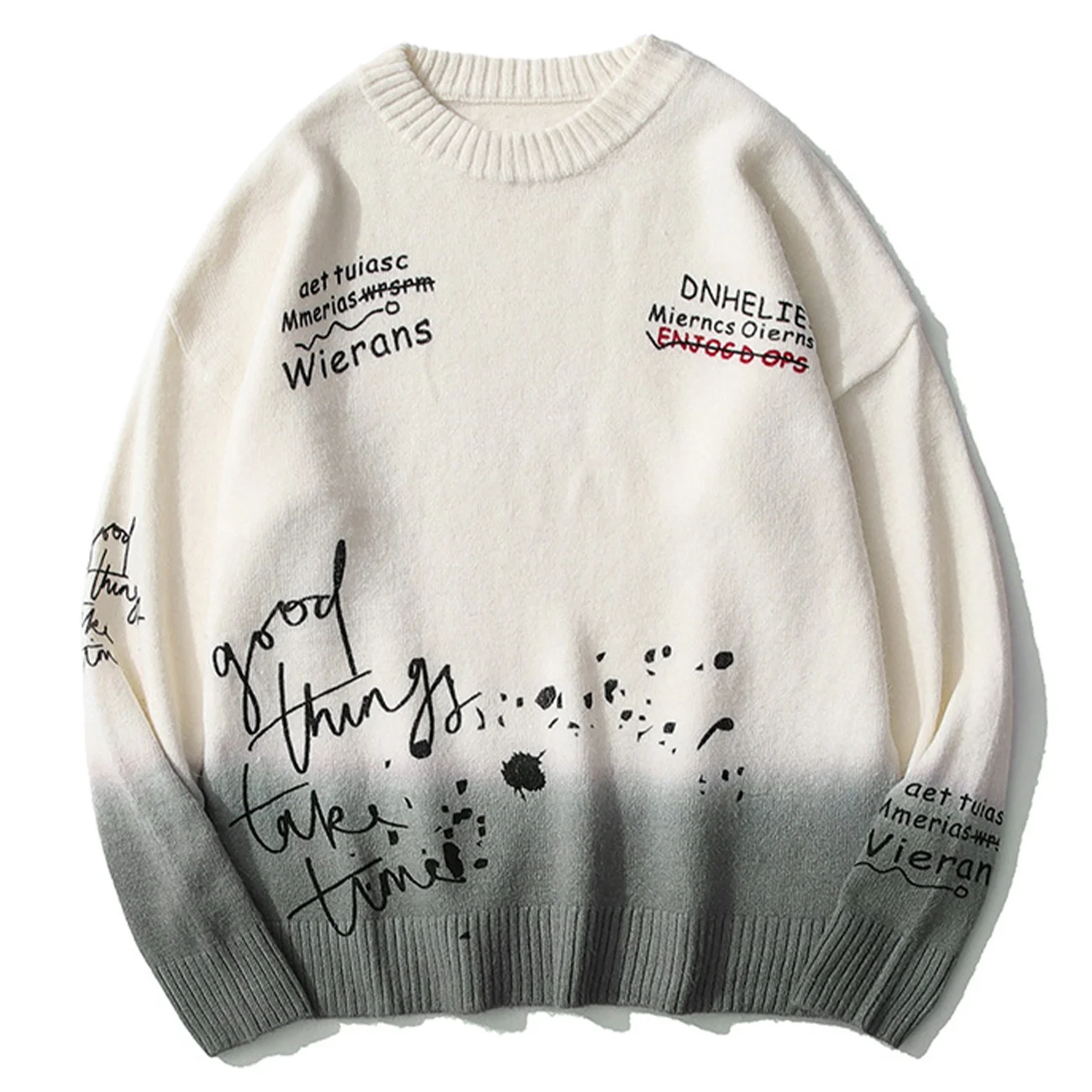 

KKAYCATE вязаный свитер с градиентным узором в виде нот пуловер уличная одежда вязаный свитер в стиле хип-хоп Уличная Ретро осень