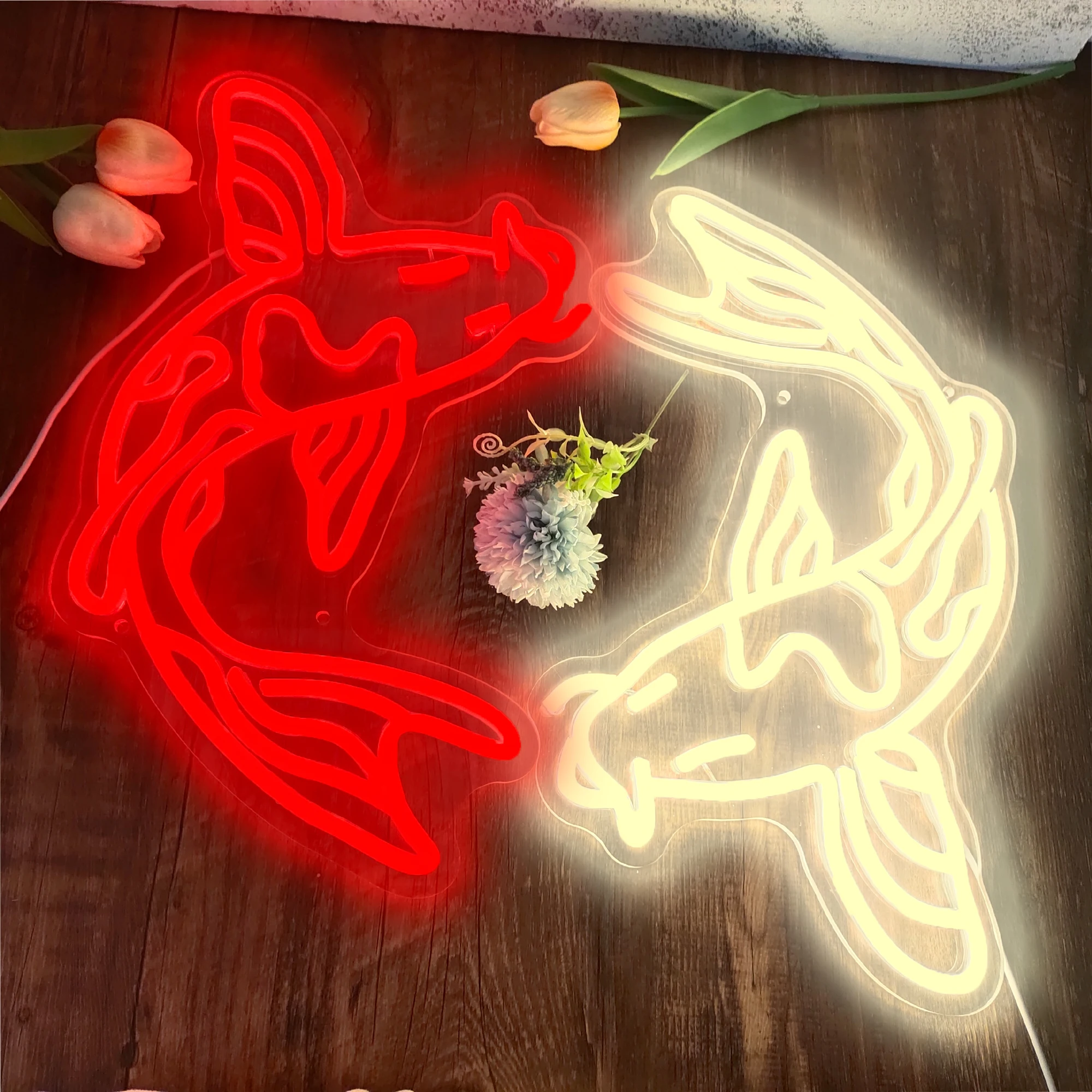 Неоновые вывески Koi Fish на заказ японские неоновые для игровой комнаты дома