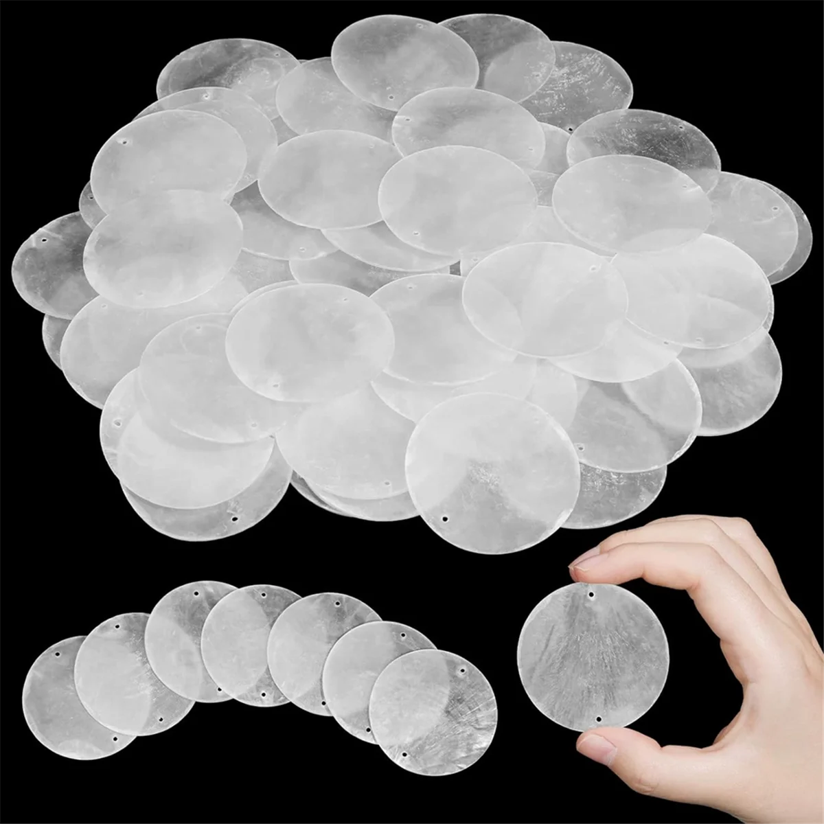 180 шт. круглых естественные ракушки Capiz Sea Shells 2-дюймовые ореховые патроны для