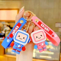 2022 new keychain cartoon cute little robot design doll leather bag pendant holiday gift festive supplies wholesale