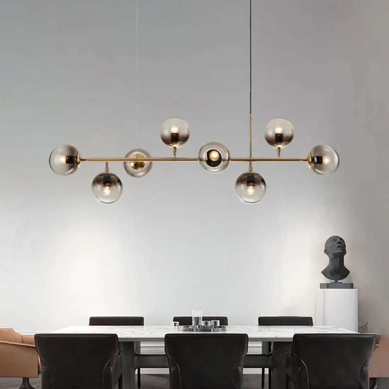 

Nordic Design Molecular Magic Bean Chandelier Pendant Lamps Home Decor Dining Room Lamp Gradual Color Glass Shade Pendant Lights