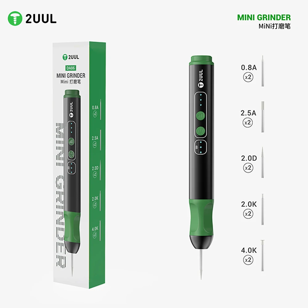 

2UUL DA86 Мини-набор шлифовальных ручек с 10 шлифовальными головками для материнской платы мобильного телефона, чип печатной платы, шлифовальный инструмент для ремонта компонентов процессора