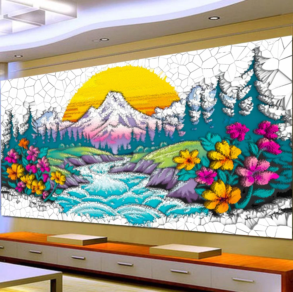 

DIY Large Diamond Painting 5D Sun Cross Stitch Wall Art Hanging Painting Full Round Drill Embroidery for Home Decor