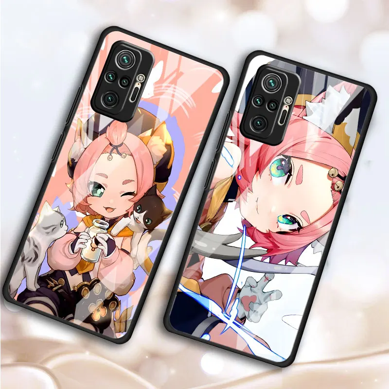 Фото Чехол для телефона Xiaomi Redmi A7 A5 15 14C 13 14R 15C 12C 12 10X 10 9i 10C 9T 9A 9C 9 8A с закаленным стеклом Genshin Impact Diona №4