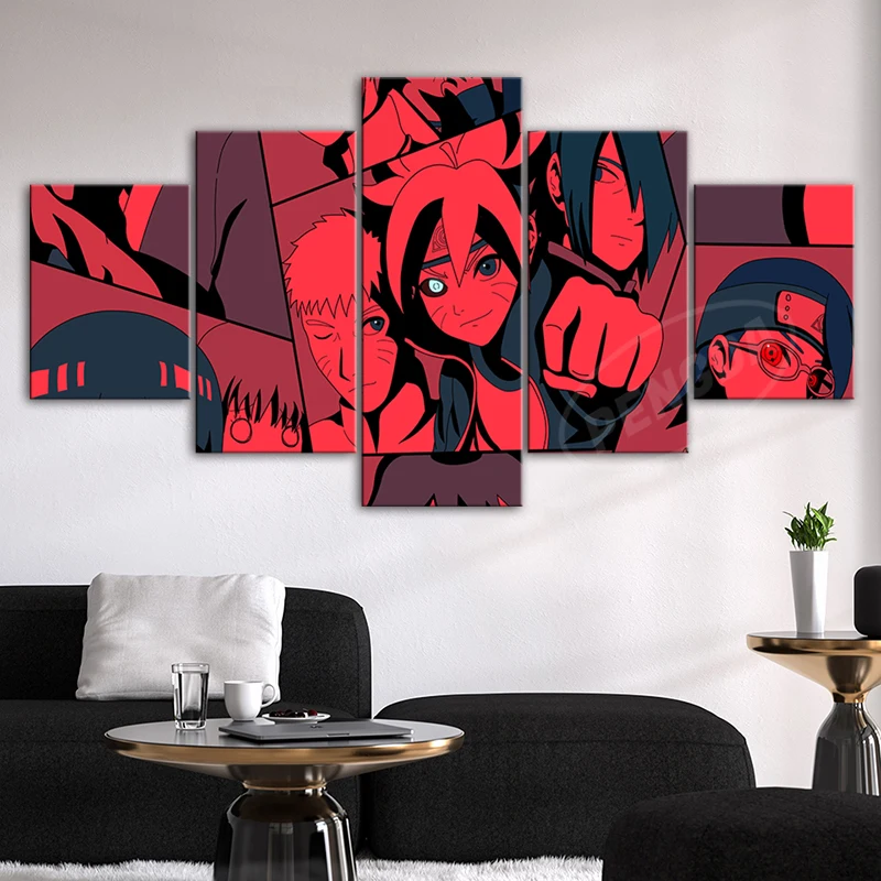 

Плакаты Uchiha Sasuke, 5 шт., основной персонаж из аниме, картины на холсте, принт удзумаки Наруто, Модульная картина, настенное искусство, рамка для...