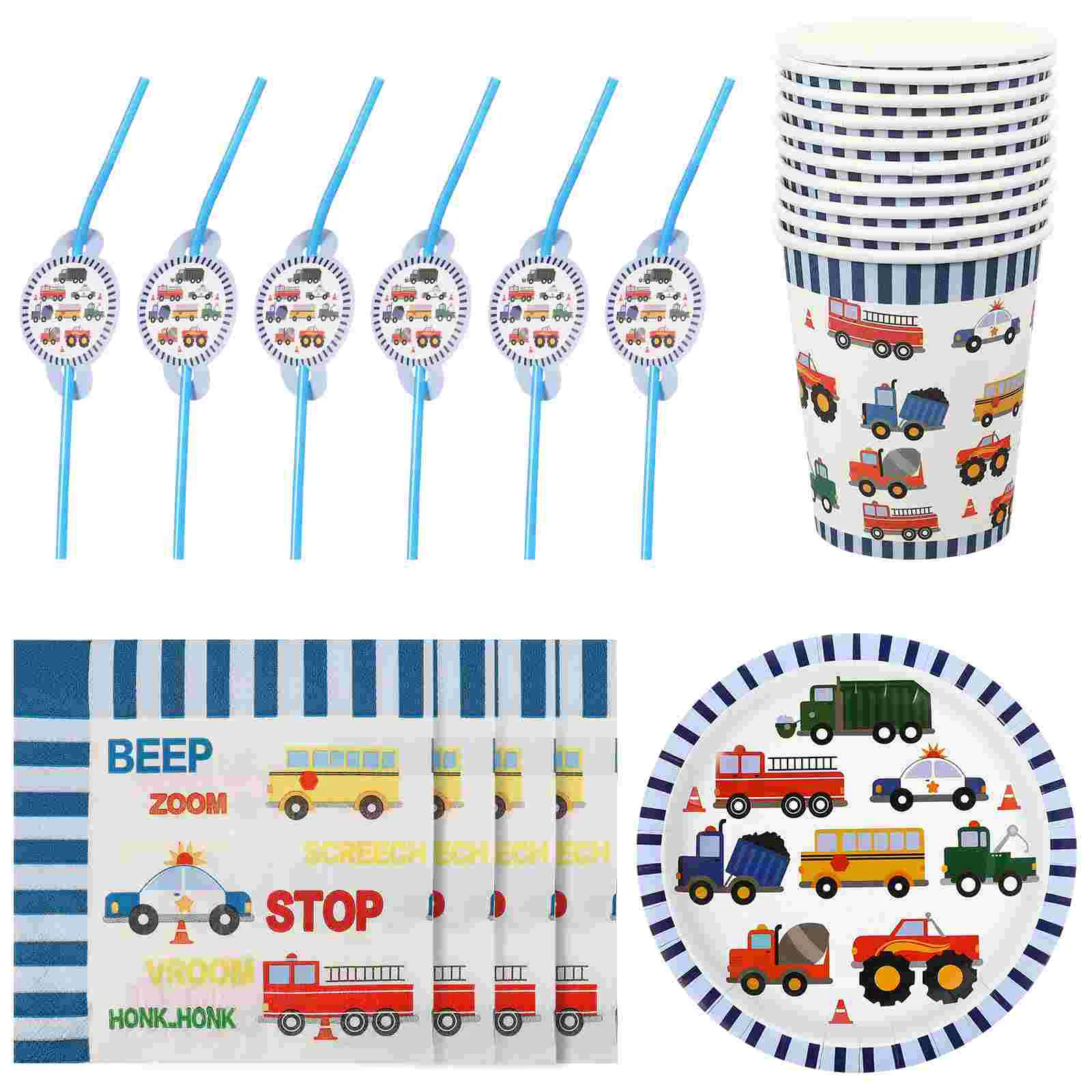 

Party Birthday Supplies Tableware Plates Set Decorations Train Construction Napkins Kidspaper Plate Boys Dinnerware Theme