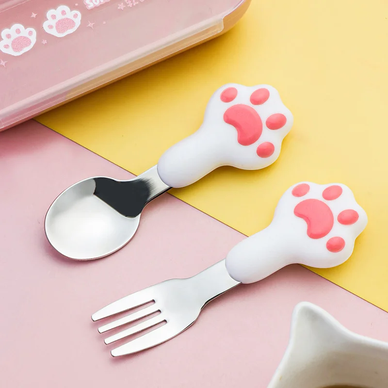 New 2023 Children's Tableware Cartoon Silicone Cat Claw Soup Spoon korean spoon wooden spoon soup spoon serving spoon 공룡 kitchen