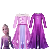 snow queen 2 infant princess elsa dress christmas girls elza dress up kids purple pink light blue girl party long evening dress