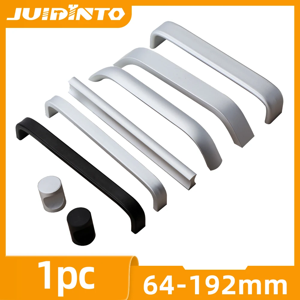

JUIDINTO Kitchen Cabinet Handles Aluminum Matte Silver Black Cabinet Door Pulls For Drawer Handles Closet Furniture Hardware