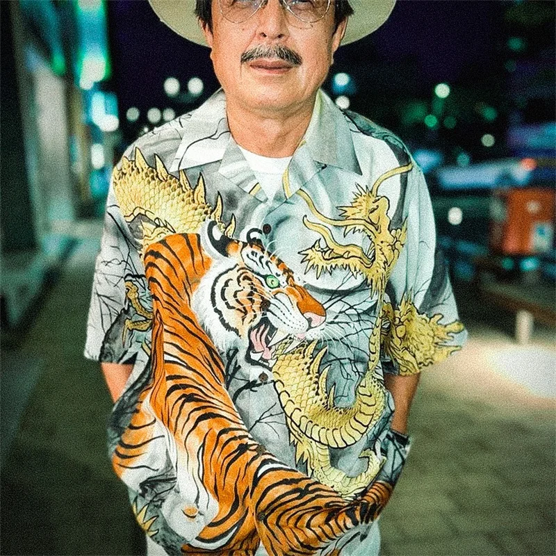 

Shirts and Blouses Wacko Maria tokyo limited Tiger Print Summer Hawaiian Ropa Leisure shirt for Men Women Clothing Plain