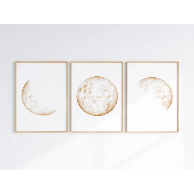 Набор abstrait de 3 affiches célcélcélcélde phase Boho бежевый дыню al Moon décor Backdrop salon room-couc