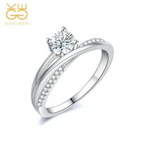 guginkei classic luxury simple line design zircon rings for women wedding engagement jewelry 925 sterling silver ring gift