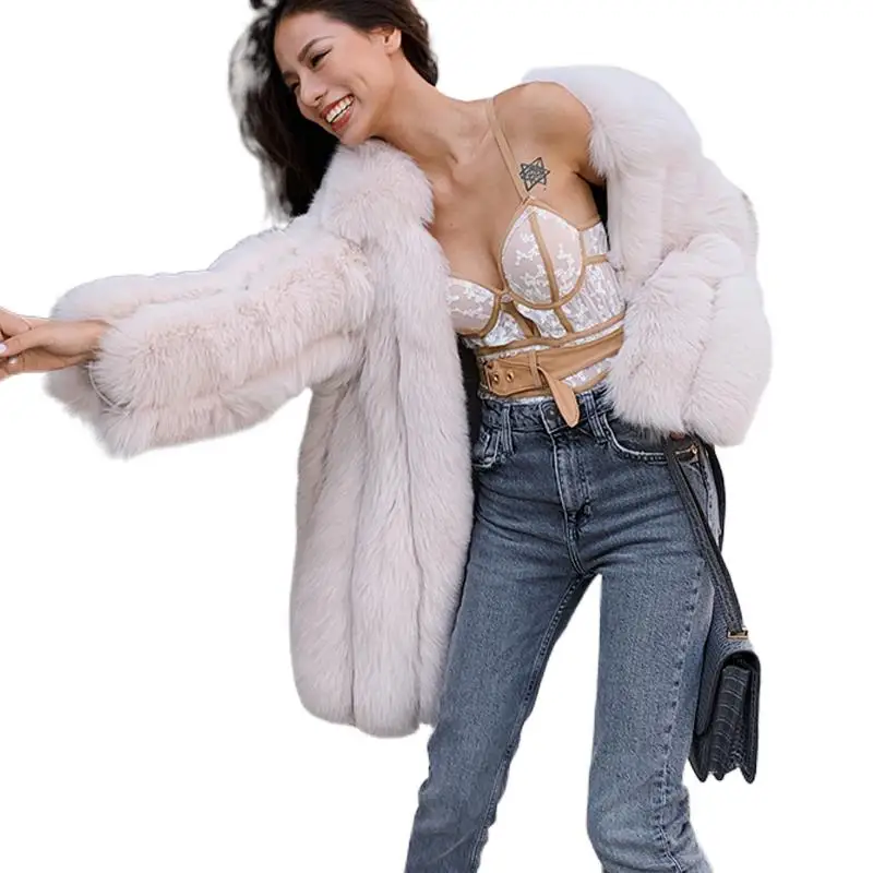 Women's Luxury Real Fox Fur Coat Plus Size Fashion Winter Warm Fluffy Real Fur Jacket Female Cold Coat enlarge