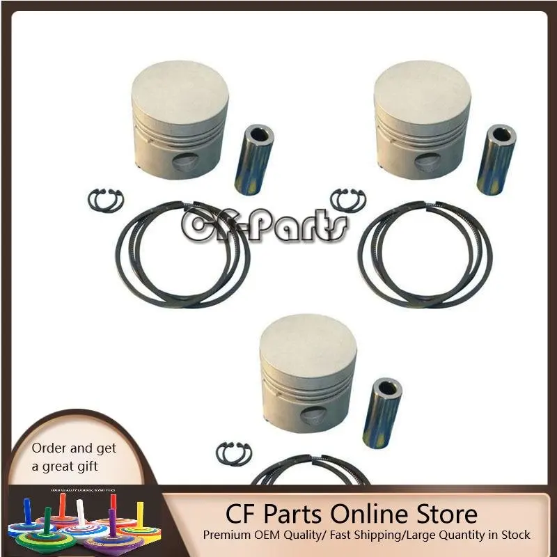 

New 3 PCS Piston Set STD Piston Ring 68mm for Kubota D750 Engine