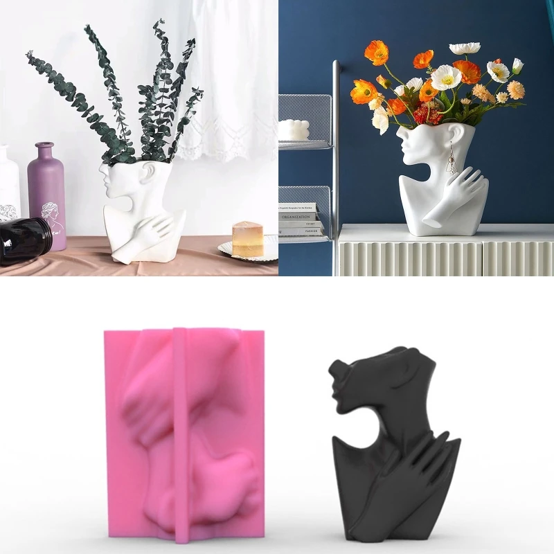 

R3MC European-style Human Body Half-body Vase Silicone Mold Cement Plaster Mold