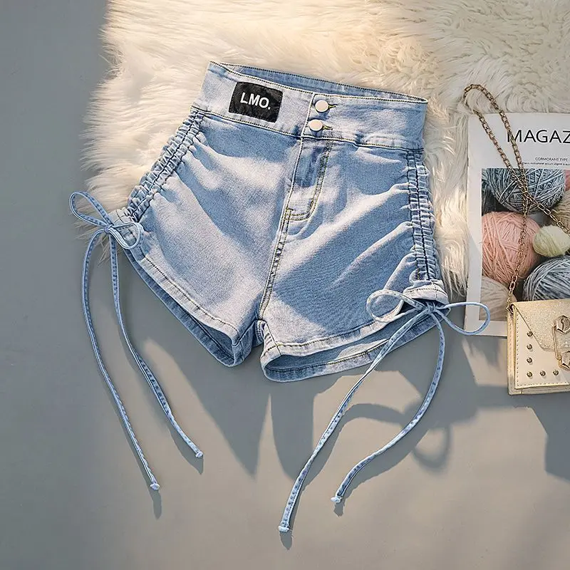 Shorts women's 2023 summer new Korean version design sense thin elastic high Fanny pack hip A-word hot pants