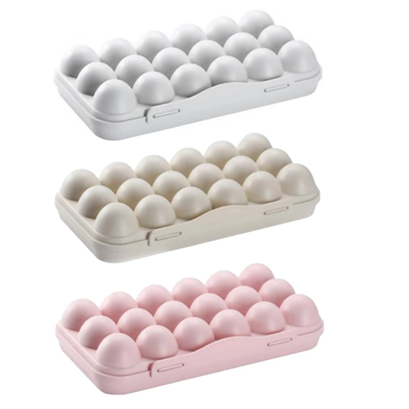 

3 Pcs 18-Grid Egg Tray Holder Egg Storage Box Fridge Crisper Storage Box Camping Picnic BBQ ShockProof Egg Holder Box