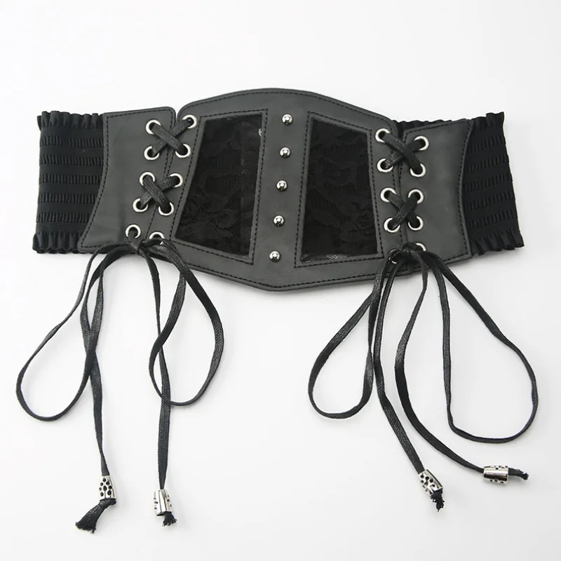 

Women Corset Black Sexy Lace Girdle Underbust Waist Bandage Bustier Body Slimming Wide Belts Dress Girdle Elastic Waistband