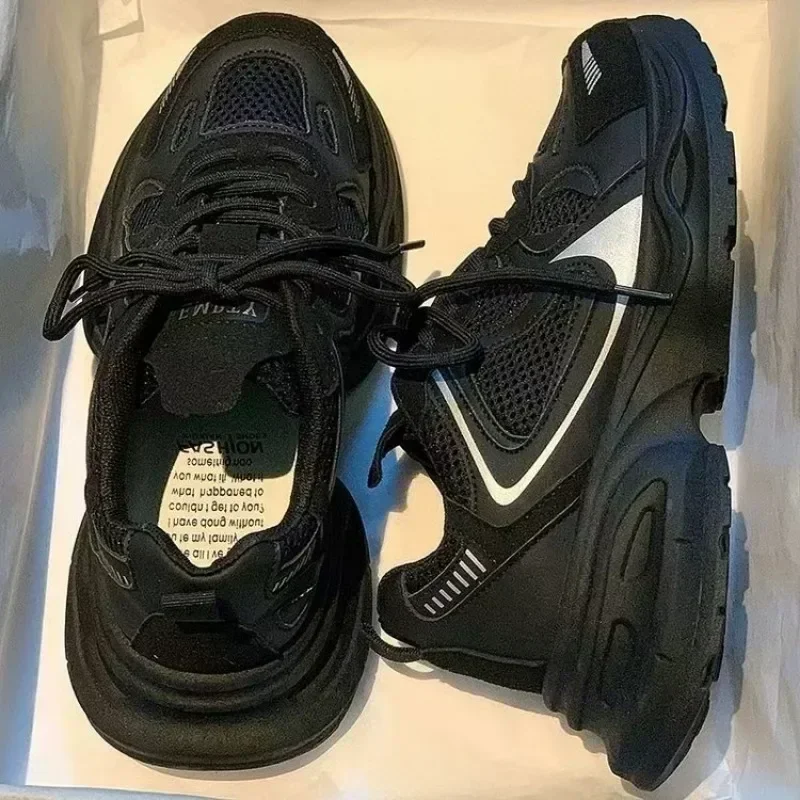 Женские кроссовки с круглым носком разноцветные дышащие из сетчатой ткани на