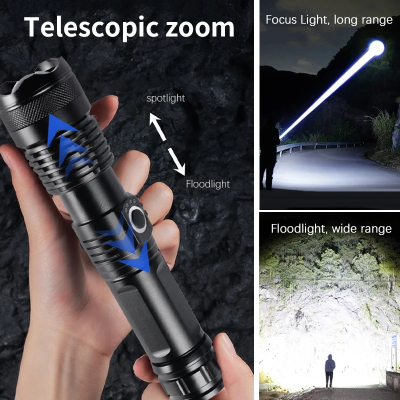 Высококачественный алюминиевый светодиодный фонарик с регулируемым фокусом 5