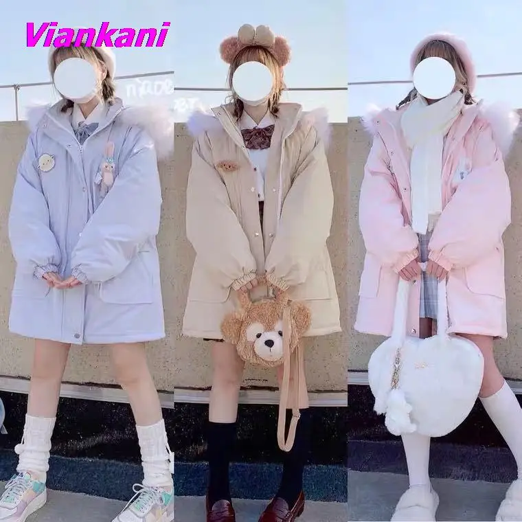 

Hots Cotton Padded Jacket Women Winter Loose Korean Fashion Sweet Girl Femme Warm Lolita JK Parkas harajuku Cute Coat Y2k Tops