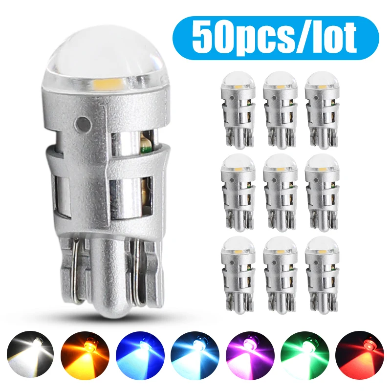 

50PCS W5w Led T10 LED Bulbs Canbus 30301 SMD 3014 For Car Parking Position Lights,Interior Map Dome Lights 12V White Amer Bright