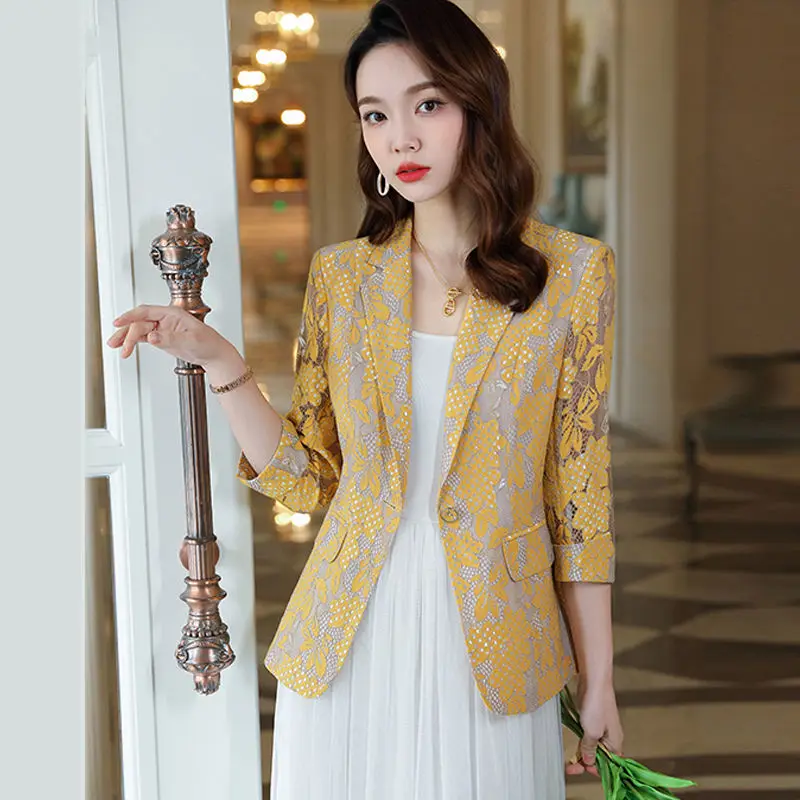 

Fashion Lace Suit Spring Summer Office Lady Casual Suit