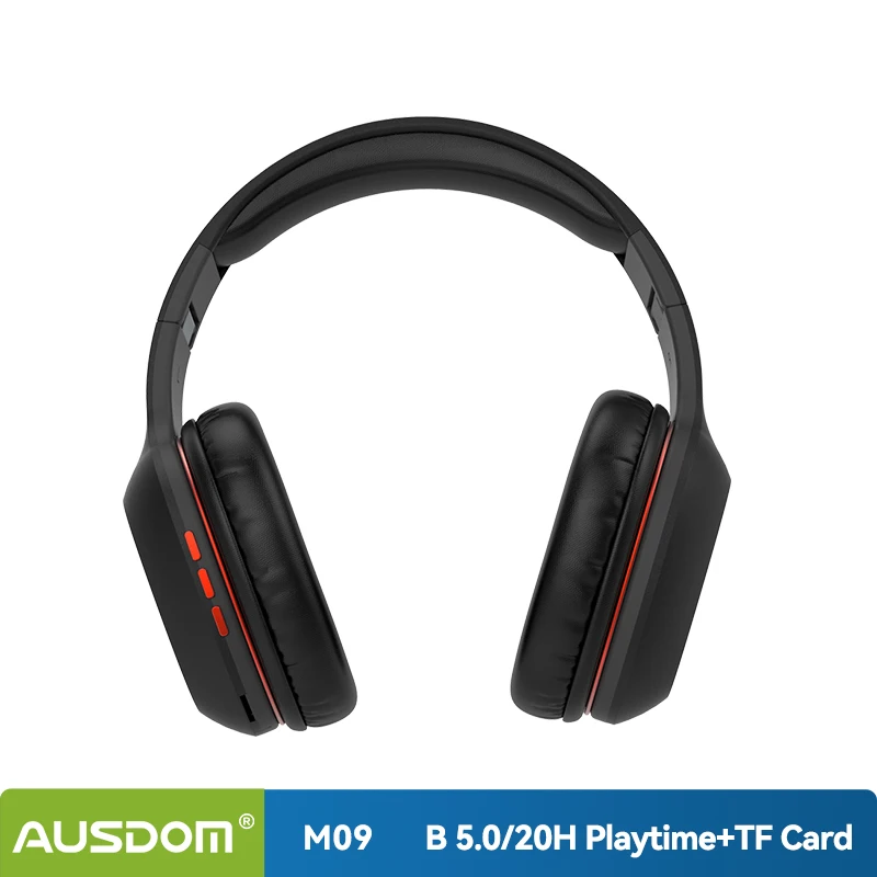 AUSDOM M09 Bluetooth Headphone Over-Ear Wired Wireless Headphones Foldable Bluetooth 5.0 Stereo Headset with Mic Support TF Card