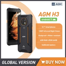 Smartphone impermeável 5.7 Polegada android 11 celular mt6762 4gb 64gb do telefone móvel visão noturna infravermelha 5400mah agm h3 ip69k (1)
