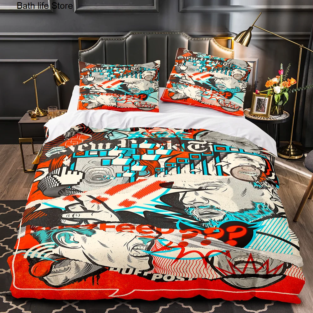 

2022 New Hip-Hop Style Art Bedding Set Bedspread Quilt Cover Four Seasons Universal American Home Textiles