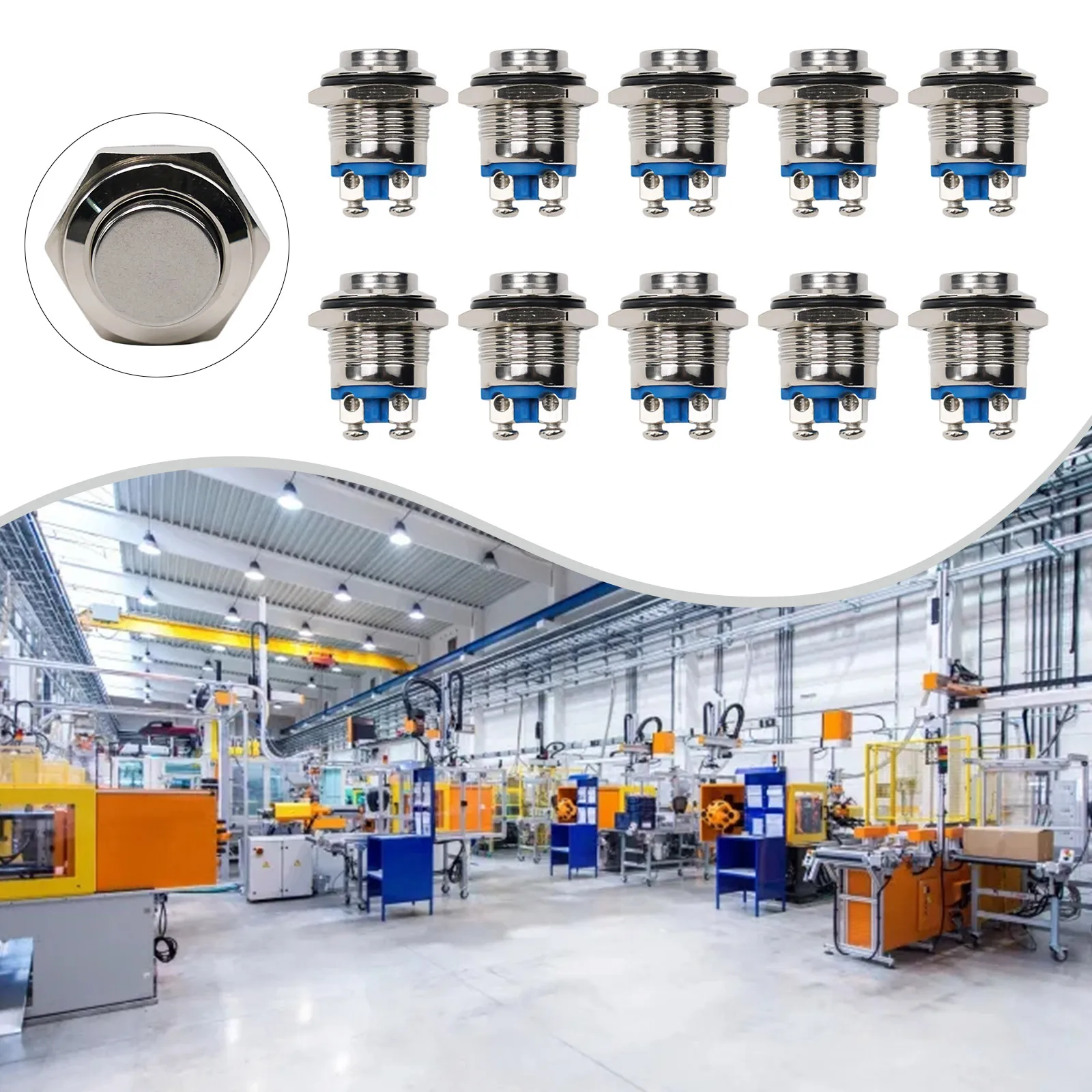 10 шт. 12 в 16 мм металлическая Водонепроницаемая кнопка мгновенного включения