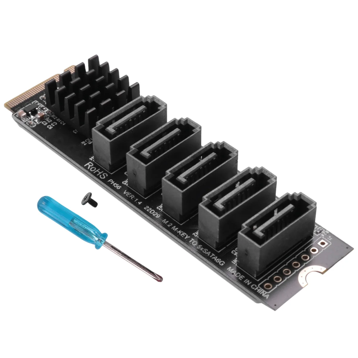 

Плата адаптера M.2 на NGFF, 5 портов, SATA3.0, плата расширения JMB585 M.2 Key M SATA3.0 для ПК и ноутбука