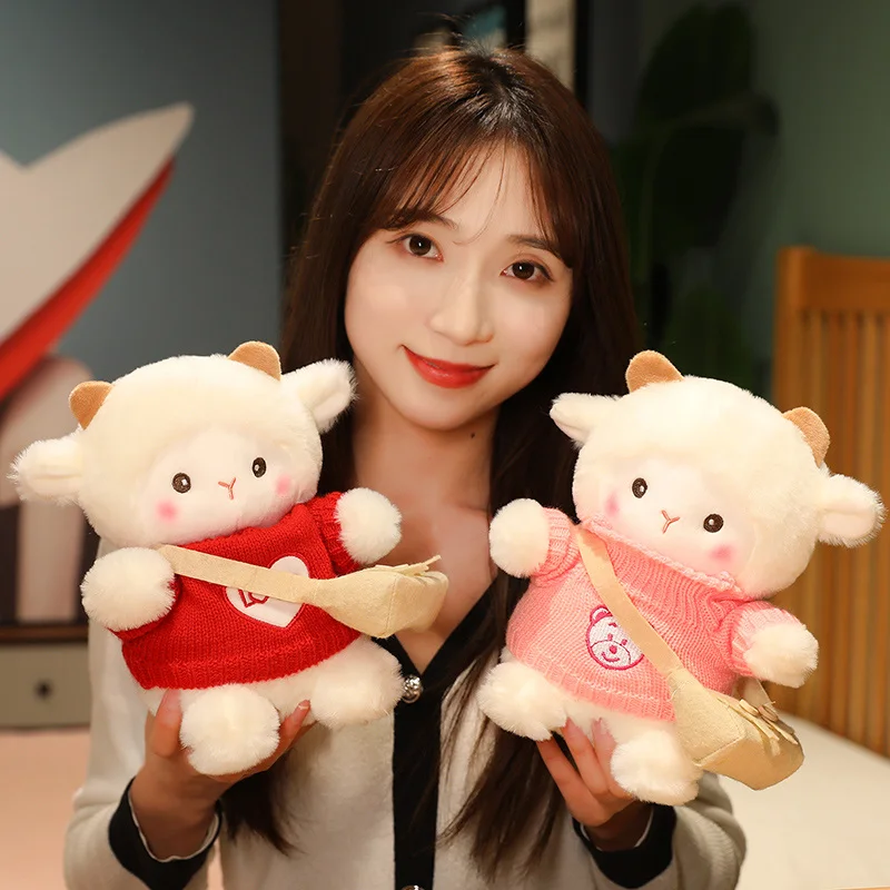 23cm Dressed Sheep Doll Fuzzy Plush White Cute Stuffed Standing Little Animal Toy Say Love Girlfriend Kids Birthday Gift - купить по