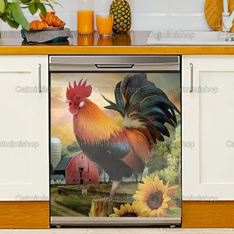 

Rooster Magnetic Dishwasher, Chicken Dishwasher Sticker, Chicken Magnet Cover, Sunflower Magnetic Dishwasher, Mother Day Gift LN