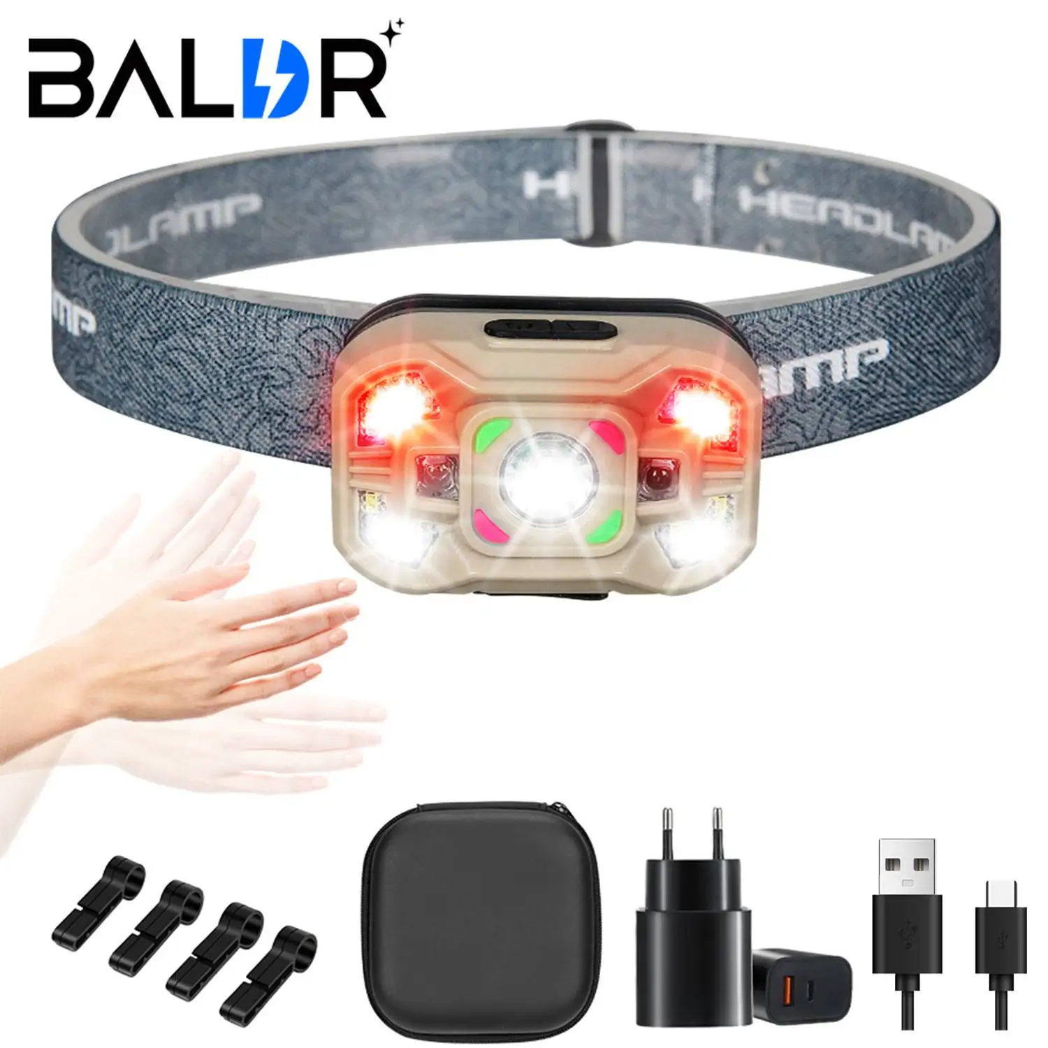 Светодиодный налобный фонарь с датчиком фары со встроенным аккумулятором