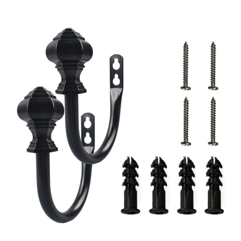 

2 Pcs Metal Curtain Holdbacks, Decorative Wall Mounted Drapery Tiebacks With Screws, Window Treatment Holdbacks