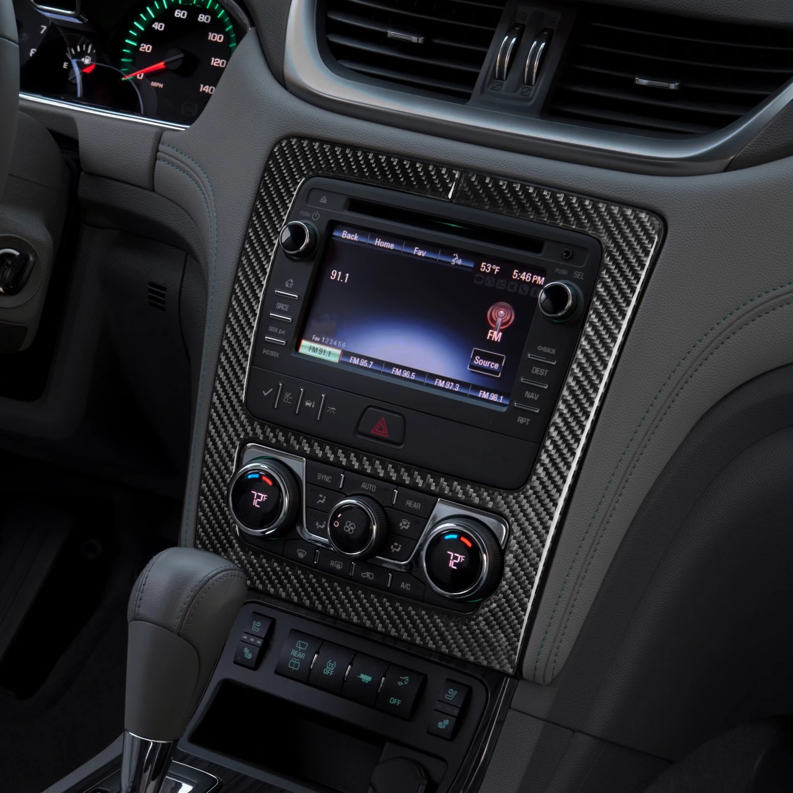 Фото Для Chevrolet Traverse 2013-2017 углеродное волокно центральная навигация радиопеременного тока переключатель двери панель автомобильные аксессуары декоративные наклейки №2