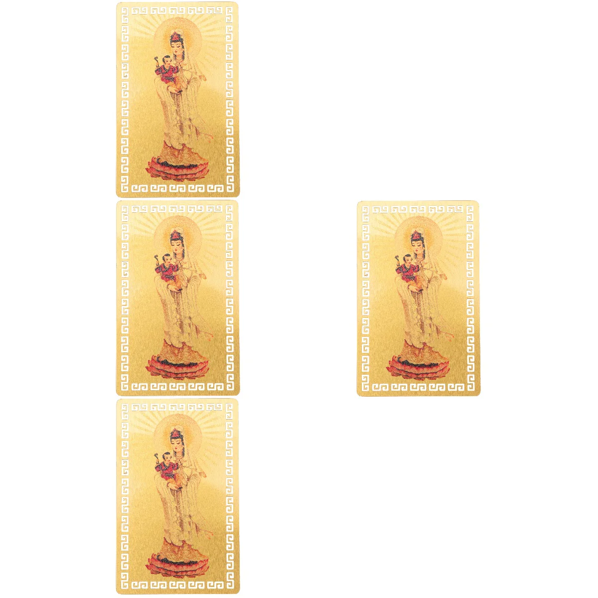 

4pcs Chinese Style Amulet Metal Kwan Yin Luck Auspicious Success Protection