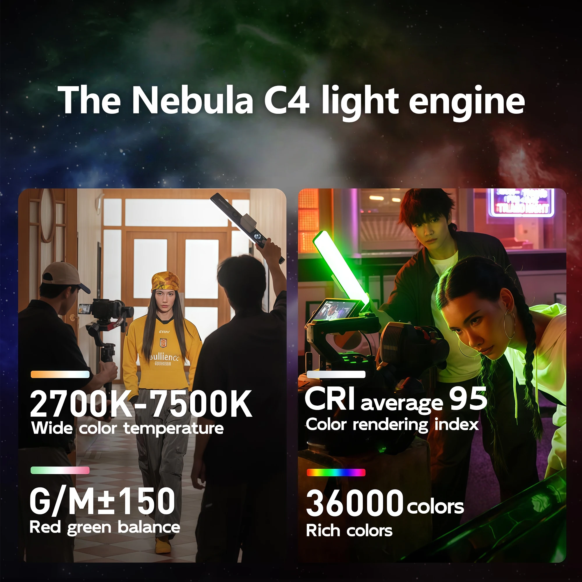 Фото Nanlite Wand 30W 2700K до 7500K Полноцветный RGB светодиодный светильник для видеосъемки с управлением через приложение NANLINK для заполняющего света для фотографии №3