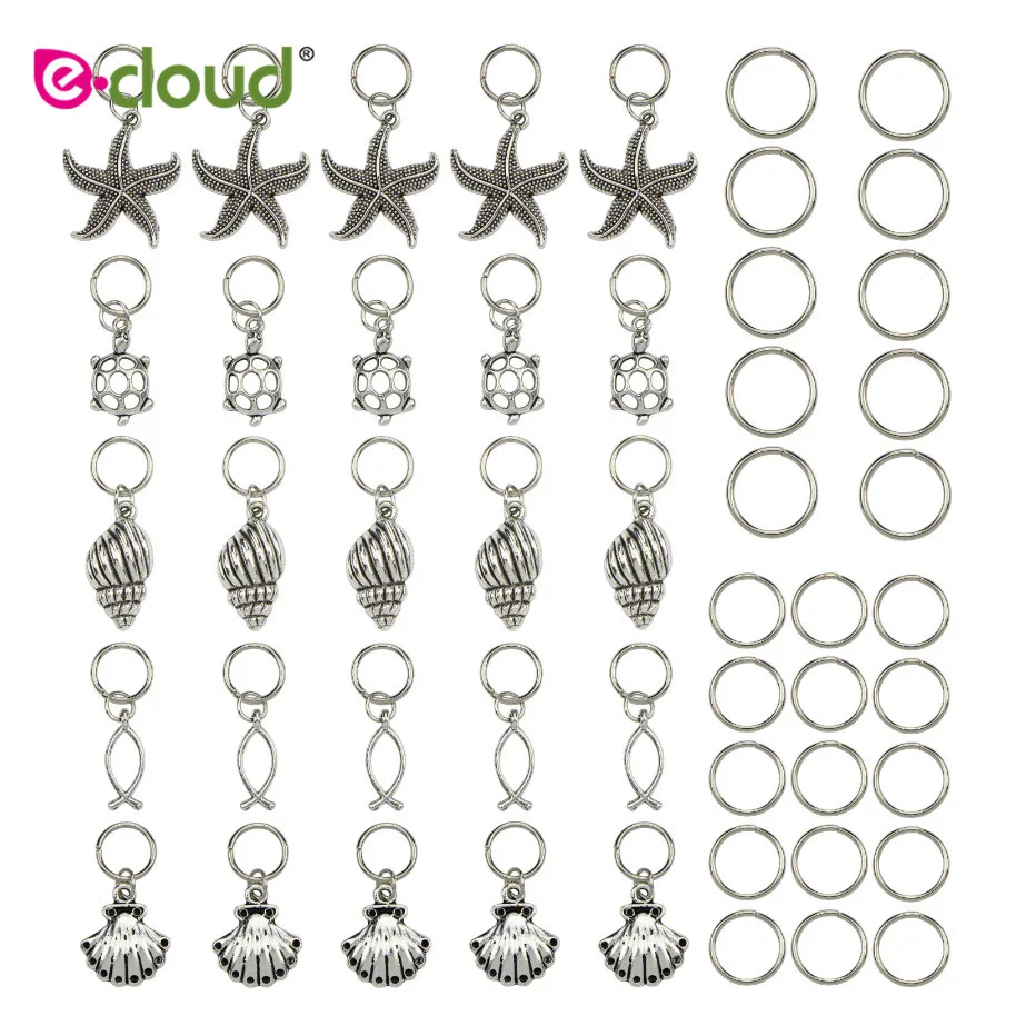 50 шт., серебристые бусины для дредов 50 шт., серебристые бусины для дредов