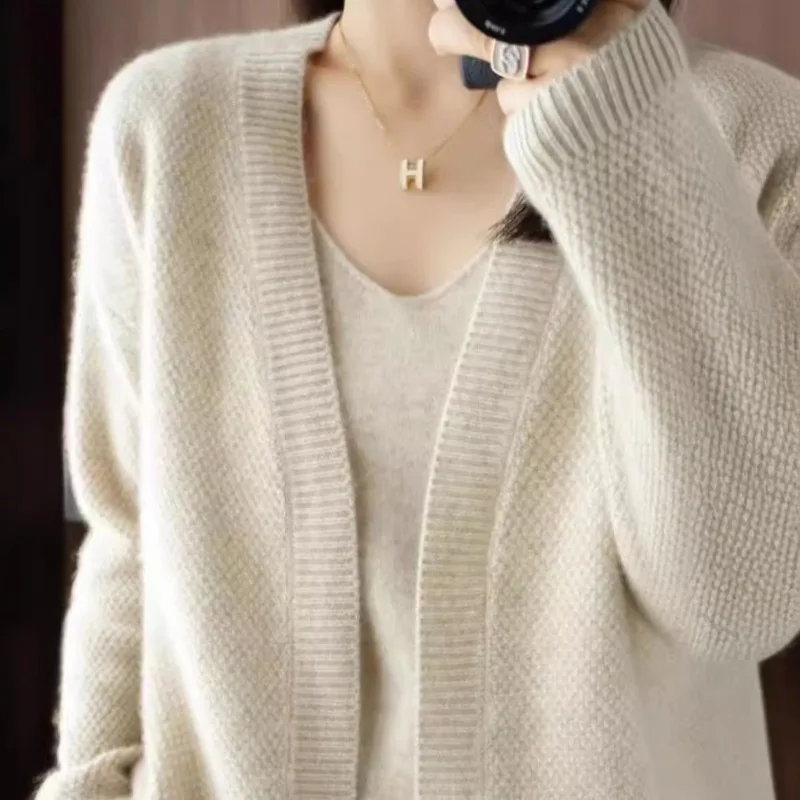 Однотонные кардиганы для женщин корейский стиль вязаный дизайн с длинным